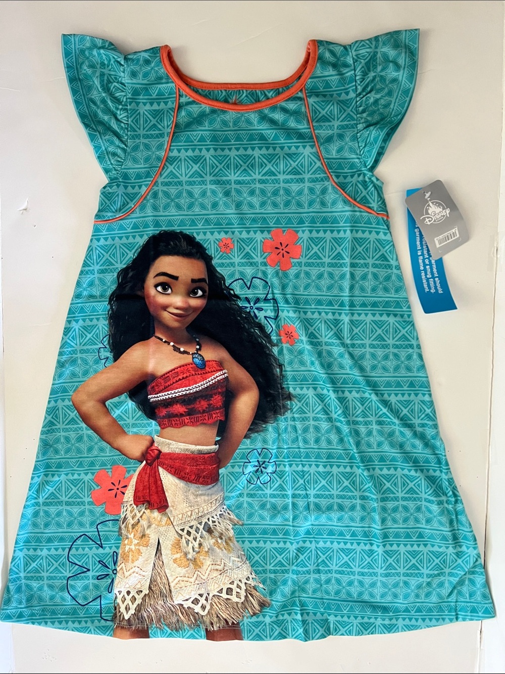 Disney Moana Teal and Red Girls Nightgown